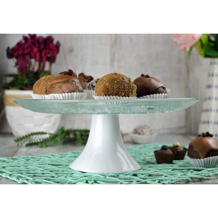 Квіткова тарілка для тортів Sendez Ø29 см з рельєфом, порцеляновий підставник, сервірувальна тарілка