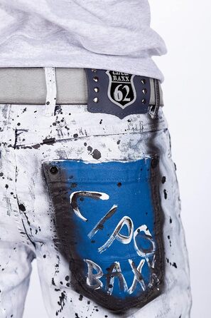 Чоловічі джинси Cipo & Baxx Iceblue Slim Fit 31W/34L з потертостями та стразами