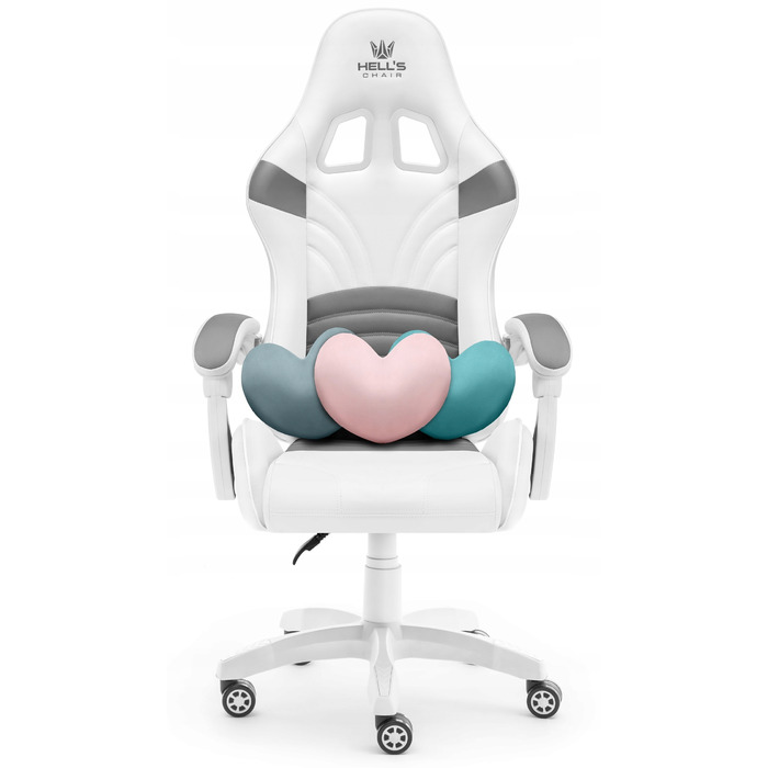 Ігрове крісло HELL'S CHAIR Rainbow Individual, екошкіра, біле
