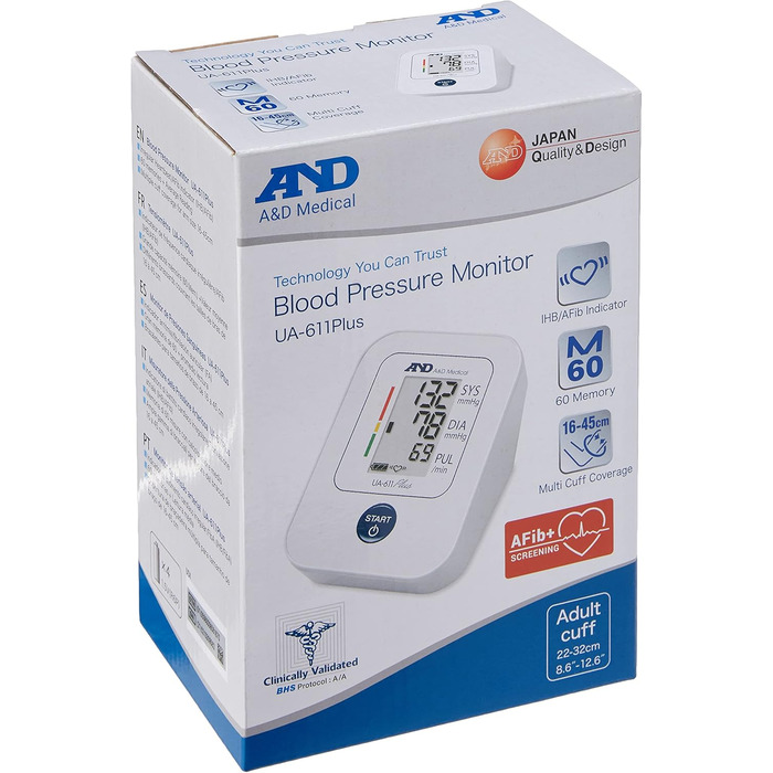 Тонометр A&D Medical UA-611 Plus з функцією скринінгу фібриляції передсердь