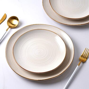 Набір посуду Tempus Serie, 18 предметів, набір посуду з каменю, сервіз на 6 осіб, сервіз з реактивним покриттям, підходить для мікрохвильової печі та посудомийної машини