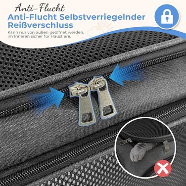 Транспортна сумка для кота/собаки, переноска для тварин, складана переноска, портативна, до 5 кг, для середніх собак та котів (M, L 43 x 28 x 28 см, темно-сірий)