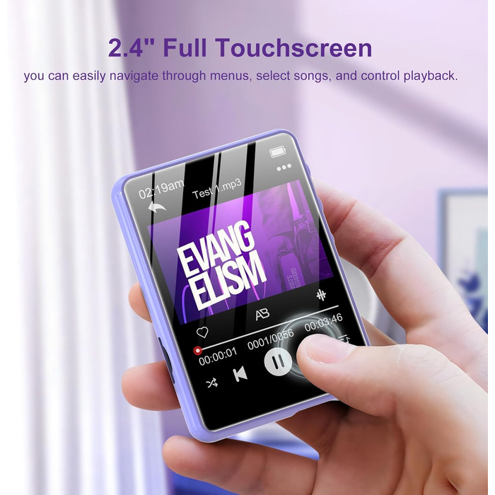 MP3 плеєр ZAQE 128GB Bluetooth 5.3 з сенсорним екраном 2.4