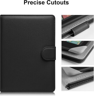 Чохол для електронних книг Pocketbook, Tolino, Sony, Kindle, Kobo: шкіряний захисний чохол, чорний, 6-6.8 дюймів