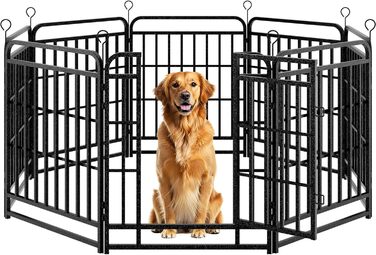 Вольєр для цуценят 544 см, 80 см у висоту, 8-секційний складний вольєр для тварин з дверцятами, вольєр для собак, котів, кроликів, для саду, збірка без інструментів, 8 секцій