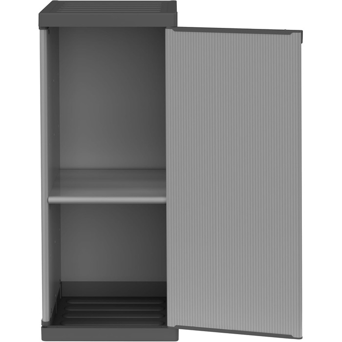 Mongardi W2016 cabinet made of PVC and PP resin, 1 door, 1 shelf, easy assembly, modular system, robust, suitable for indoor and outdoor areas, 34 W x 40 D x 85 H cm, Black and Grey
