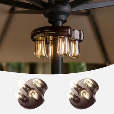 Світильник для тераси з LED-лампами NORA·GIFT, бездротовий, на батарейках, 2 режими, для саду, тераси, двору, кемпінгу, барбекю, коричневий, 2 шт.