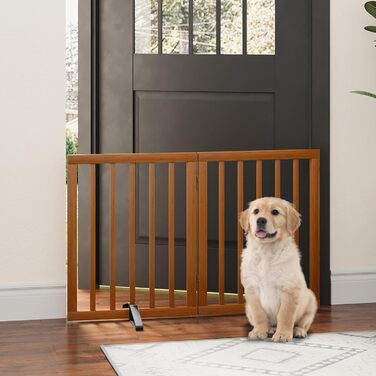 Перегородка для собак з бамбука, розкладна, для дверей, 3 панелі (білий). Металеві ніжки, для дому, роздільник простору. Ширина 55' та 37'