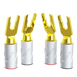 Набір позолочених роз’ємів-шпильок для акустичних кабелів Monosaudio SY1508G, чиста мідь, для кабелів 8-20AWG (до 4мм), 8 шт.