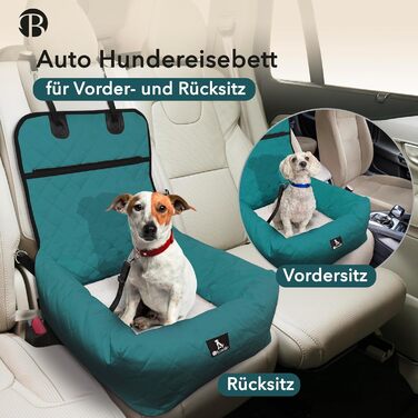 Bluzelle 2-in-1 Dog Car Seat & Bed - Oxford Fabric, Washable, Non-Slip - for Small & Medium Dogs, Petrol Color