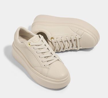 Жіночі кросівки на платформі LUCKY STEP, стильні кеди, класичні повсякденні туфлі, штучна шкіра, зручне взуття на кожен день (Бежевий, 37 EU)