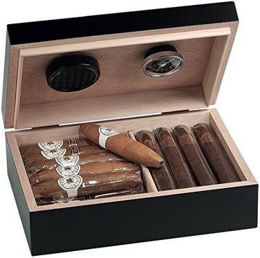 Вологостійкий вологомірний гумідіор для сигар Egoist Premium з системою зволоження (20 сигар) - аксесуари для сигар, чорний