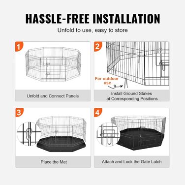 VEVOR 8-Panel Foldable Dog Playpen with Waterproof Cover & Mat - 61cm High