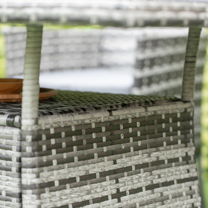 Столовий набір Outsunny з ротангу Polyrattan, скляний стіл 150x85x74 см із захисним склом сірого та чорного кольорів для саду, балкону, тераси