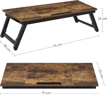 Стіл для ноутбука SONGMICS LLD110B01: регульована висота, для ліжка та дивана, 71 x 35 x 23 см, вінтажний коричневий