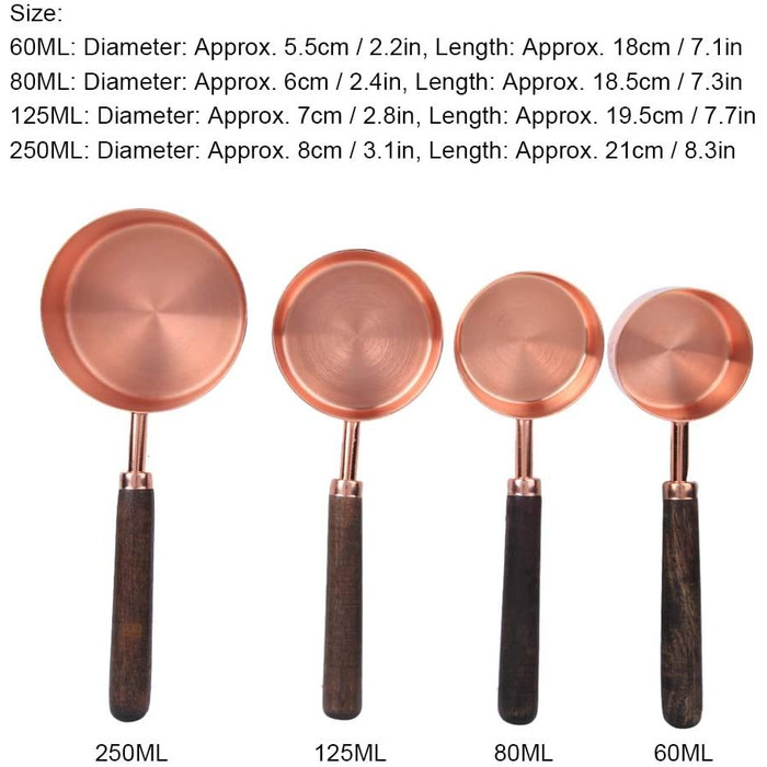 Measuring spoons, measuring cups, 4-piece set, household stainless steel rose gold measuring spoon set, kitchen baking tools