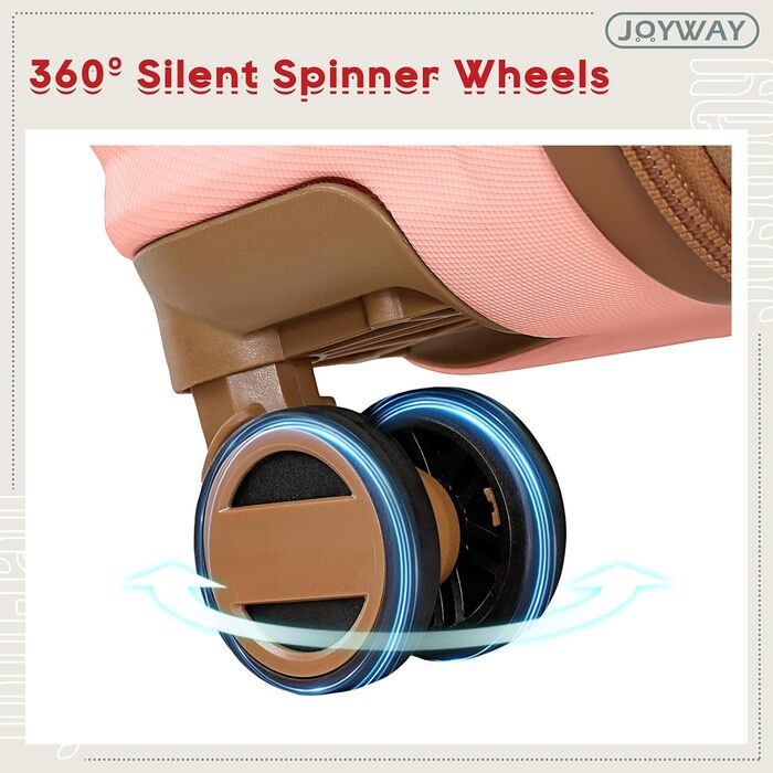 Набір валіз Joyway ABS з розширенням, 5шт, білий (рожевий), з TSA-замком та 4 колесами