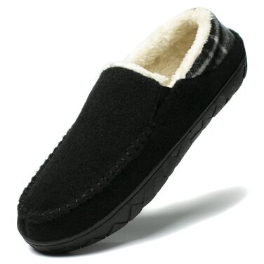 Домашні тапочки NewDenBer для чоловіків, мокасини з піною пам'яті, теплі та зручні, з неслизькою гумовою підошвою (47 EU, 2 Чорний)