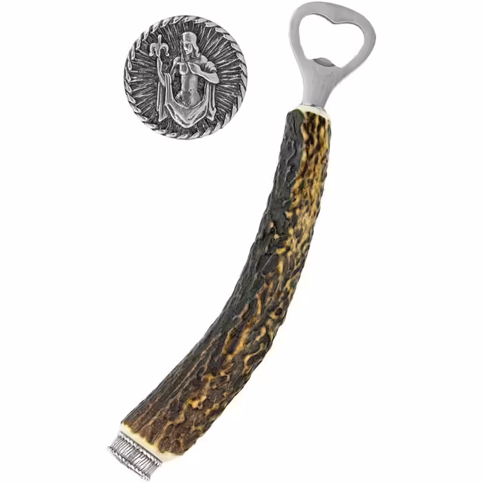 Fun Hirschhorn Bottle Opener with Decorative Cap - Zodiac Signs and other Motive - Great Dirndl Accessory Lederhosen Gift