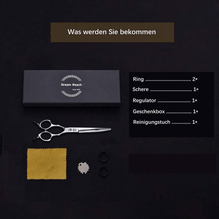 Ножиці для собак Dream Reach 6,5 дюйма, професійні ножиці для грумінгу, 440C нержавіюча сталь, для собак та котів, чорний колір