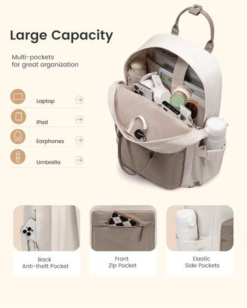 LOVEVOOK Рюкзак для жінок, шкільний рюкзак для ноутбука, 15.6 дюймів, для підлітків, дівчаток, універсальний, міський, водонепроникний, для школи, університету, подорожей (Сіро-блакитний)