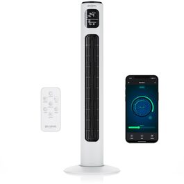 Вентилятор Tower Brandson ECO з DC мотором, Wi-Fi, управління через додаток/Alexa, LED-дисплей, пульт ДУ, білий перламутр