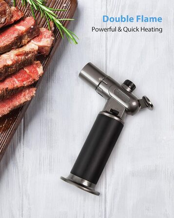 Пальник RONXS Flambierbrenner для приготування Crème Brulée, кухонний, з регульованою полум'ям, чорний
