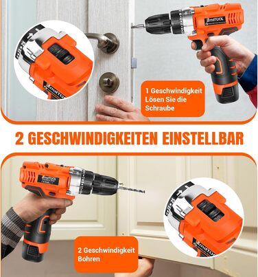 Акумуляторний шуруповерт 21V з набором аксесуарів для дому та саду. Шуруповерт-дриль, ударний шуруповерт, акумуляторний дриль. Макс. крутний момент 45Nm, 25+1 ступінь, 2 швидкості, 1500mAh, 25 шт. аксесуарів. Червоний.