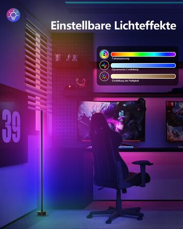 LED-підсвітка для дому: RGB-лампа для вітальні, спальні, ігрової кімнати. Димер, керування через додаток, музичний синхронізатор, 16 мільйонів кольорів, 68 режимів, чорний колір