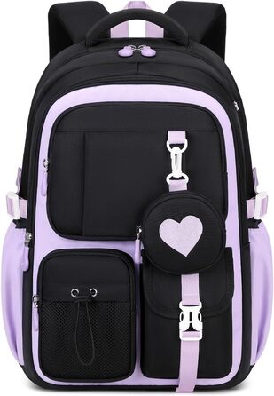 Шкільний рюкзак для дівчаток Tanou, чорний, з дихаючої тканини Oxford, для 3-5 класів