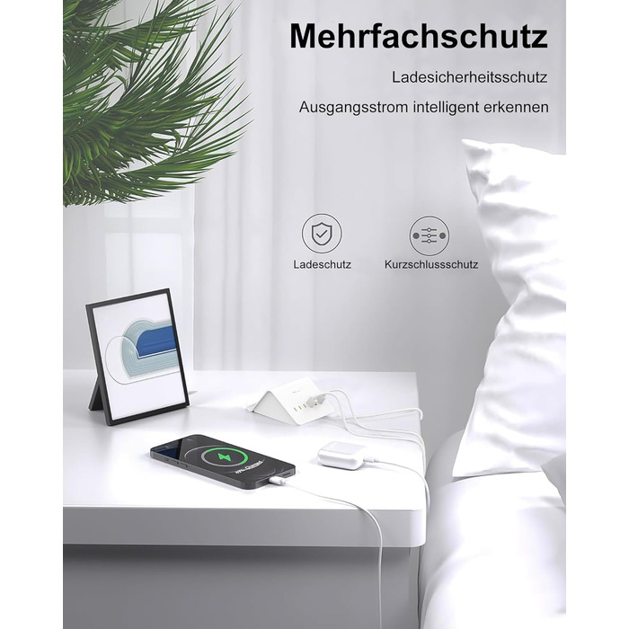 Багатопортова USB зарядка POANES 25W - зарядний станція на 4 порти для iPhone, Samsung, LG, Huawei та інших пристроїв (чорний)