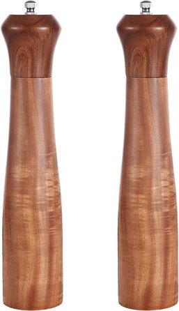 Набір дерев'яних мельниць для солі та перцю KKC з регульованим керамічним механізмом, 10 дюймів