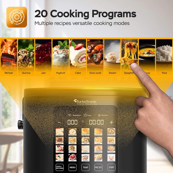 Мультиварка TurboTronic 5л, 20 програм, 860W: електросковорода, пароварка, рисоварка з автоматичним підігрівом та цифровим керуванням