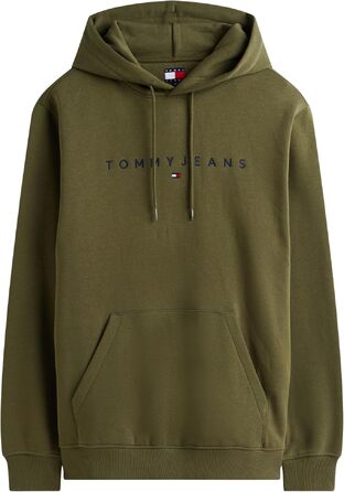 Чоловіча толстовка-худі Tommy Jeans Linear Logo з капюшоном, темно-зелена (S)