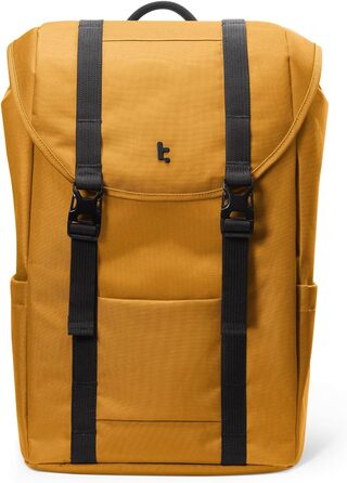 tomtoc Laptop Backpack for Women and Men, Vintage Daypack Daypack Casual Backpack with 22 Liters for Everyday Use, Leisure, University, School, Classic Backpacks Fits 13-15.6 inch Laptops, Black (Yellow)