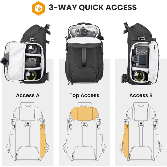 Сумка для камери Tarion Sling: фотосумка на плече для DSLR, об'єктивів, штативів та аксесуарів (чорна)