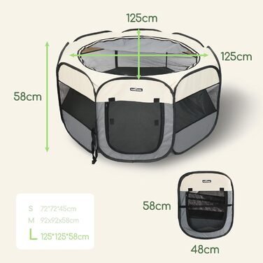 Клітка-забіг для цуценят Nobleza: складана клітка для собак, кроликів, котів, 125x125x58 см