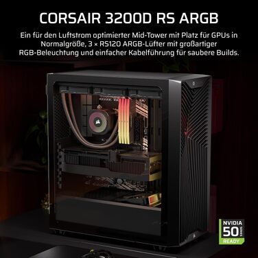 Корпус для ПК Corsair 3200D RS ARGB Mid-Tower ATX, чорний