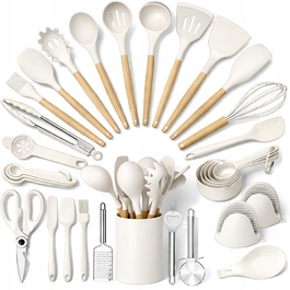 Набір кухонного приладдя 34 предмети, білий силікон