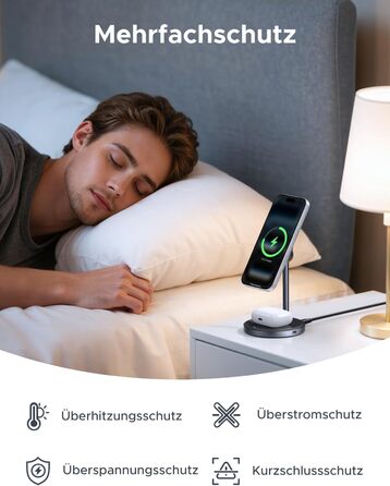 Бездротовий зарядний пристрій UGREEN Zapix Qi2 Magnetic 2-в-1, 15W, сумісний з MagSafe для iPhone 15/14/13/12 та AirPods, регульований на 90°