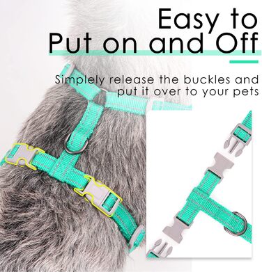 Шлейка для собак ThinkPet No-Pull, дихаюча, для маленьких, середніх та великих собак, регульована, м'яка, для прогулянок, з контролем, з підкладкою, світловідбиваюча (зелена, S, 1 шт.)
