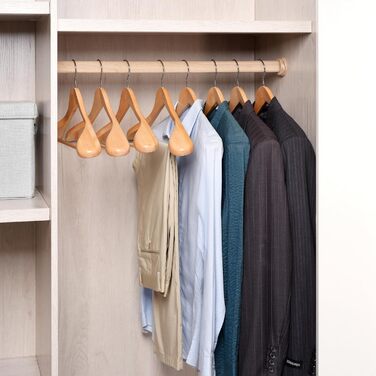 Amber Home 10-Piece 44.5cm Natural Wooden Clothes Hangers with Wide Shoulders (5.8cm), Sturdy and Shiny Hanger with Round Bar for Suit, Jacket, Coat, Shirt, Trousers