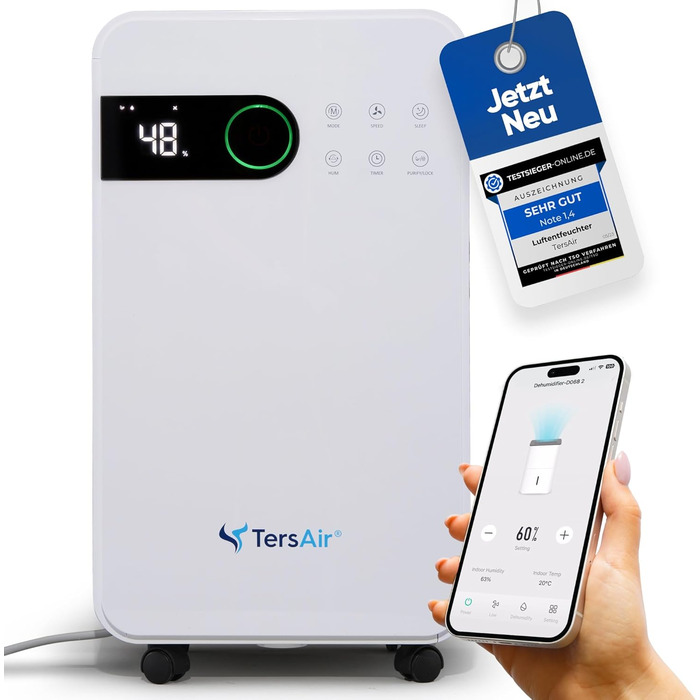 Зволожувач повітря TersAir O₂ 12л/24г, 3-в-1: зволожувач, очищувач повітря, сушарка для білизни. Електричний, для дому та підвалу