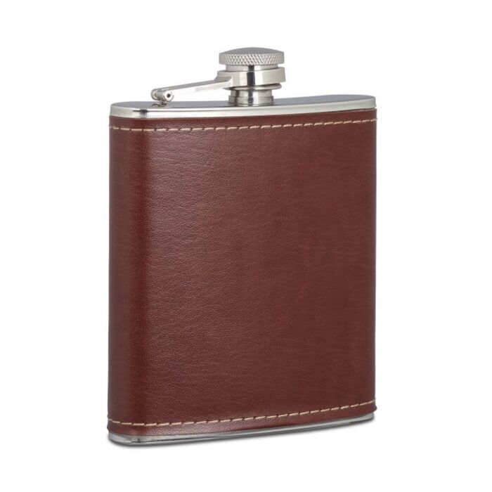 Relaxdays 200ml Flask with Faux Leather