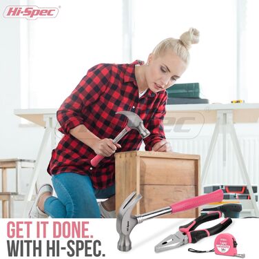 Акумуляторний шурупокрут Hi-Spec у наборі інструментів, 30 частин. Рожевий набір інструментів для жінок: свердління, ремонт, творчість