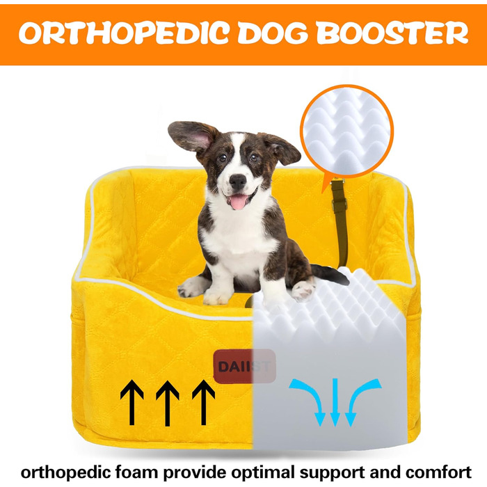 Автокрісло для собак, підходить для маленьких та середніх порід, знімний, миючий, до 15,9 кг, з підняттям, з кишенями для зберігання, помаранчеве, універсальний розмір