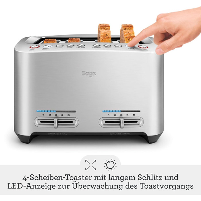 Тостер Sage The Smart Toast на 4 скибки, щіткований алюміній