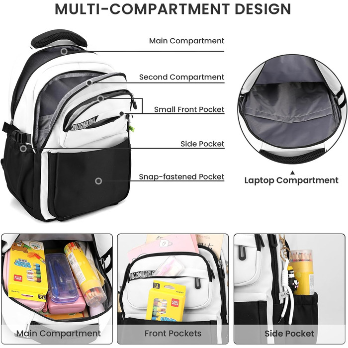 Шкільний рюкзак IvyH для дівчаток та хлопчиків, 15.6