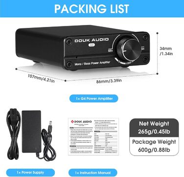 Підсилювач Douk Audio G4 Mini 100W, сабвуферний або повнодіапазонний моноканальний аудіо підсилювач
