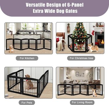 Дерев'яне перегороджувальне ґратка для собак, 4 панелі, широка, 76,2 см, складна, бар'єр для тварин з підставками, масивне тверде дерево та сталевий дріт, захисне ґратка для дверей, коридорів, 76 см висота